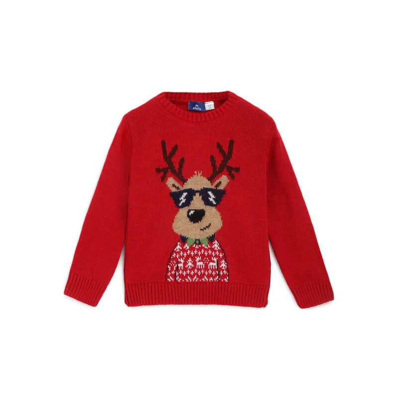 Boys Medium Red Printed Pullover image number 0